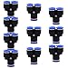 Push Connect Air Fittings - Tube Connector Splitter 10mm to 10mm OD Push Fit Fittings Tube Fittings Push Lock 10 Packs
