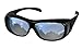 LensCovers Large Slim Polarized Wraparound Sunglasses | Wear Over Sunglasses to Cover Eyeglasses or Prescription Glasses | Black Frame Reflective Lens| Fitover for Glasses up to 5 11/16'' X 1 7/8''
