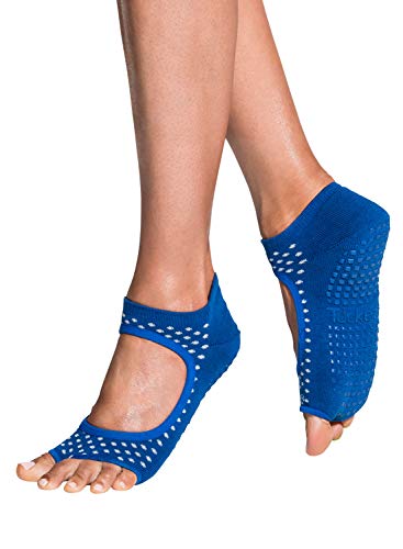 Yoga Socks for Women Non Slip, Toeless Non Skid Sticky Grip Sock - Pilates, Barre, Ballet (Twinkle Navy)