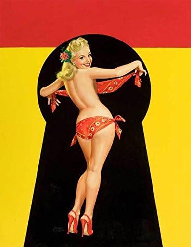 TOPLESS BLONDE, Vintage Female Pin-Up Model Reproduction Rolled CANVAS ART PRINT 24x30 in.