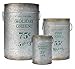 AuldHome Design Christmas Galvanized Greenery Buckets (Set of 3), Large, Medium, & Small Metal Farmhouse Decor Galvanized Cans w/Holiday Pine Motif