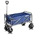 Sekey New Version Folding Wagon Cart Collapsible Outdoor Utility Wagon Heavy Duty Beach Wagon with All-Terrain Wheels, 176 Pound Capacity, Blue (New Version)