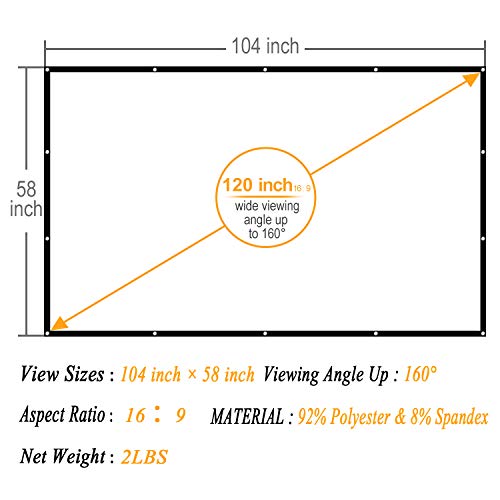 120 Inch Projector Screen - 16:9 HD Portable Outdoor Projector Screen Foldable Anti-Crease Outdoor Indoor Movie Screen Support Double Sided Projector Screen for Home