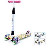 Yuppy Kick Scooter For Kids 3 Wheel Lean To Turn Adjustable Height PU ABEC-7 Light Up Wheels For 3-10 Year Old Smile