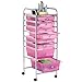 VonHaus 8 Drawer Pink Rolling Cart Organizer Utility Cart for Home, Office and Beauty Storage