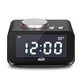 INLIFE Dual Alarm Clock with FM Radio, USB Phone Charging, Speaker, Indoor Thermometer, Dimmer Control, Snooze Function