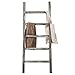 MyGift 5-Tier Blanket Ladder, 48 Inch Wooden Quilt Towel Holder Rack, Decorative Ladder Shelf for Living Room Bathroom Home Decor, Easy Assembly, Rustic Farmhouse Torched Wood