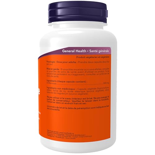 NOW FOODS SUPPLEMENTS, D-MANNOSE 500 MG, NON-GMO PROJECT VERIFIED, HEALTHY URINARY TRACT*, 120 VEG CAPSULES