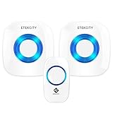 Etekcity Wireless Doorbell Operating at 1000-feet with Plug-in Receiver, Battery-powered Receiver and Push Button, 52 Chimes, White