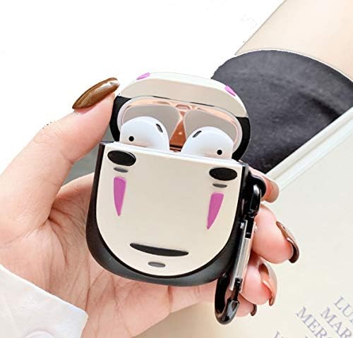 Airpod Case for Apple Airpods 1&2, Cute 3D Funny Cartoon Soft Silicone Cover, Kawaii Fun Cool Keychain Design Skin, Fashion Color Cases for Girls Kids Boys Air pods (Blcak)