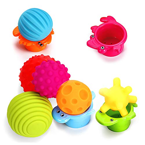 Lemostaar 6pc Sensory Balls for Kids - Textured Multi Ball Set for Babies & Toddlers, Squeezy Tactile Sensory Toys with Stacking Cup