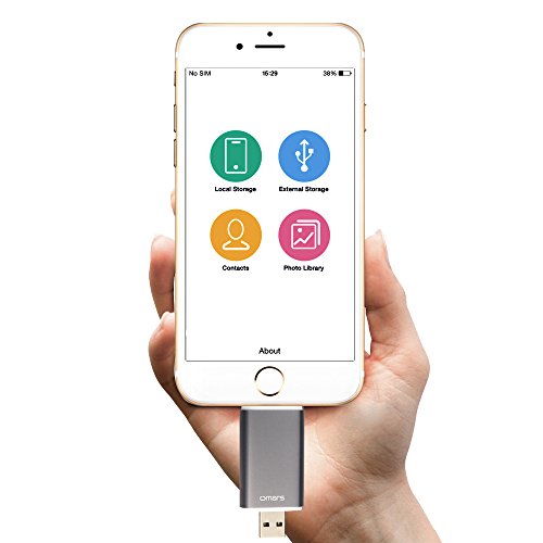 Omars Apple MFI Certified 16GB USB Flash Drive with Lightning Connector, Space Gray (3312707)