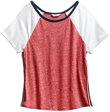 Maddie Big Girls' Raglan Sleeve T-Shirt, Red, X-Large