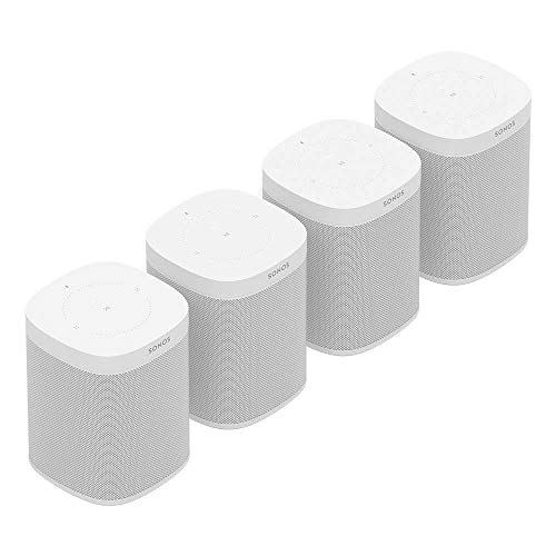 Sonos One (Gen 2) Multi-Room Voice Controlled Smart Speakers Bundle (4-Pack) – White