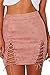 Meyeeka Woman Sexy Criss Cross Tight Bodycon Faux Suede Stretch Split Mini Skirt Pink