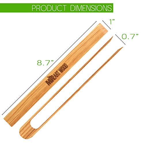 Mr.Art Wood Wooden Toaster Kitchen Tongs (Pack of 2), 8.7" Length Made in Europe, 100