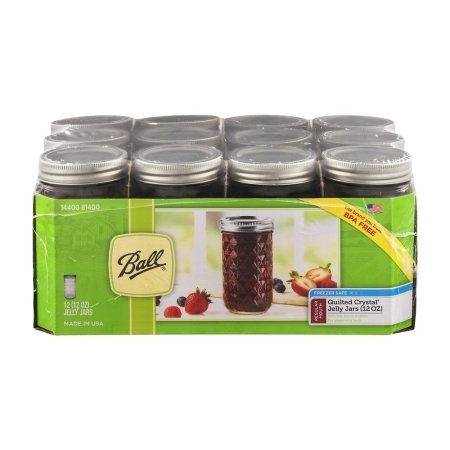 Click Here to See More Images Ball Mason Quilted Jelly Jars with Lids and Bands, Set of 12 - 12 oz (3 Pack)
