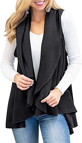 Unidear Womens Casual Lapel Open Front Plaid Vest Cardigan Coat with Pockets