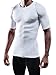 Neleus Men's Running Compression Shirts,5013,3 Pack,White,L,EU XL
