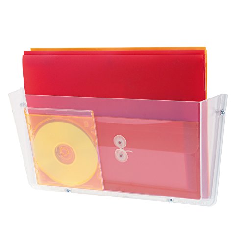 Deflecto Unbreakable DocuPocket, Wall File Organizer, Letter Size, Clear, Single Pocket, 14.5" x 3" x 6.5" (63201)