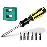 Multi-tool Screwdriver, 6 in 1 Multi-purpose Precision Screwdriver Set with 6 Cr-V Steel Bits, Extensible Bit-holder, Integrated Bit Storage, and Premium Magnetizer/Demagnetizer Tool by INNIFI