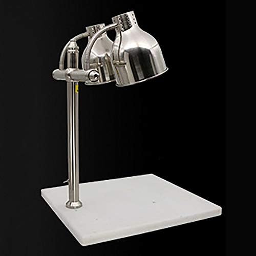 JLNHSDR Double Head Heat Lamp - Food Warmer Lamp With Marble Base - 250W High Power Infrared Bulb, Suitable For Kitchen, Restaurant,Grilled meat,Silver,WhiteMarble