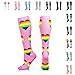 NEWZILL Medical Compression Socks for Women and Men Circulation 20-30 mmHg Best Compression Stockings for Running Athletic Travel Flight Nurses Pink Heart
