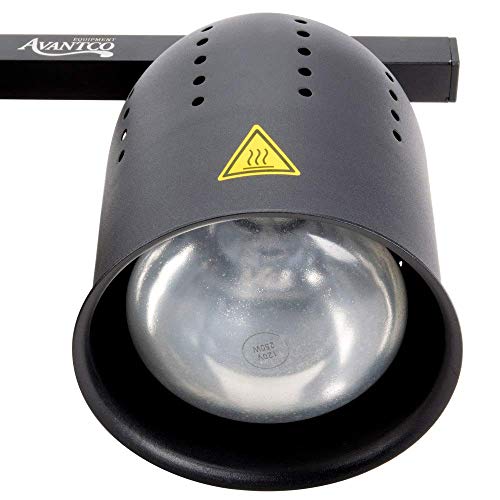 Avantco W62-BLK Black 2 Bulb Free Standing Heat Lamp/Food Warmer - 120V, 500W