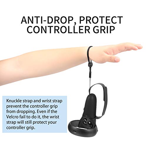 eWonLife Controller Grip Covers for Oculus Quest/Oculus Rift S (Not Fit Quest 2), Anti-drop Protective Handle Sleeve with Adjustable Wrist Strap and Knuckle Strap, Including Cover Caps