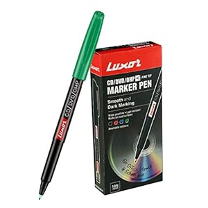 Luxor 1237 F CD/DVD/OHP Marker – Green – Box of 10