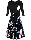 Cinery Women's 3/4 Sleeve Tie Front Floral Breastfeeding and Maternity Dresses