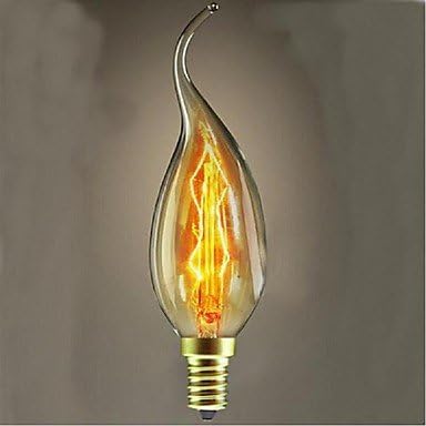 Lights Bulbs, 1pc C35L 40W E14 Dimmable Warm White Color Decorative Retro Incandescent Vintage Edison Light Bulbs AC220-240V (Connector : E14, Light Source Color : Yellow-220-240V)