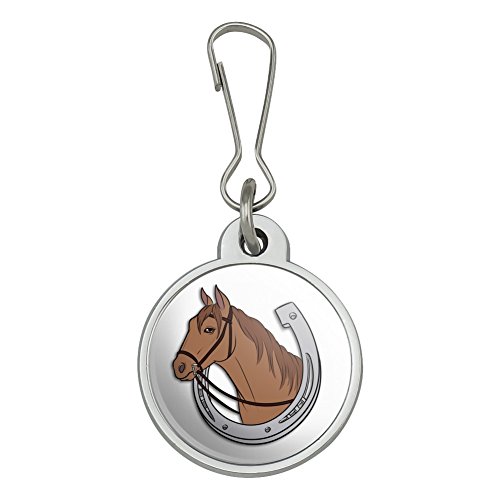 Brown Horse in Horseshoe Jacket Handbag Purse Luggage Backpack Zipper Pull Charm