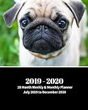 2019 - 2020 | 18 Month Weekly & Monthly Planner July 2019 to December 2020: Pug Pup Dog Monthly Calendar with U.S./UK/ ... Calendar in Review/Notes 8 x 10 in. Vol 18 by Dazzle Book Press