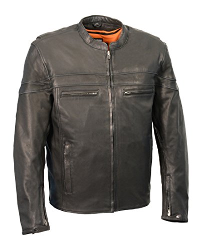 Milwaukee Leather Men's Premium Leather Vented Scooter Jacket (Black, 5X-Large)