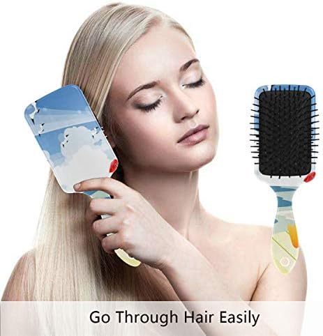 Detangling-Hairbrush, Penguin Relaxing On The Beach Boar bristle Hair Brushes with Nylon Ball-tipped & Air Cushion Plastic Comb for Anti Static & Frizz,Womens/Girls Hair Brush