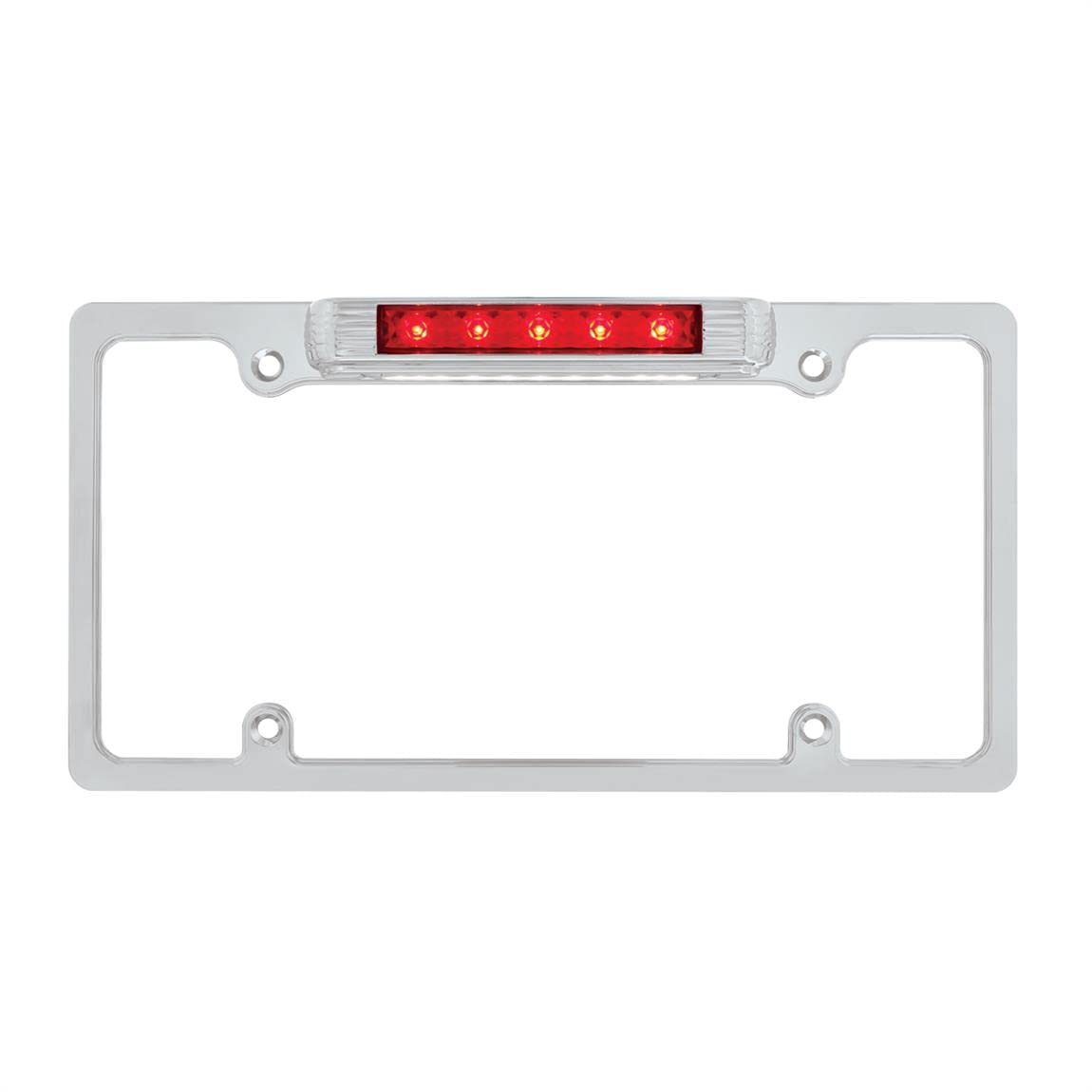 Photo 1 of United Pacific Chrome License Plate Frame with 3rd Brake Light - Red LED/Red Lens (50148)