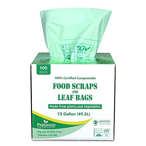 Buy ProGreen 100 Compostable Bags 13 Gallon, 100 Count, Extra Thick 0.