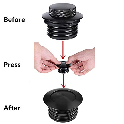 CICMOD Flush Pop Up Reservoir Gas Cap Vented Fuel Tank Screw for Harley Davidson Black