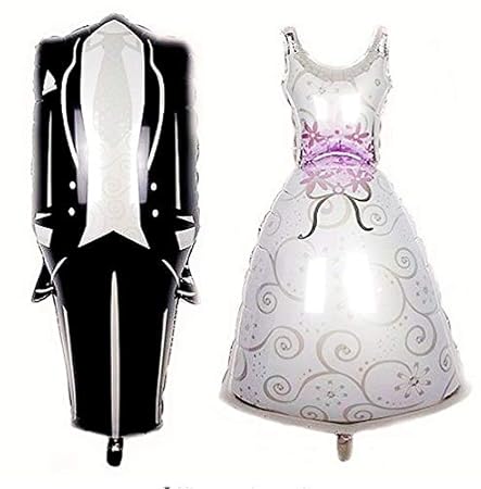 CMTO Große Braut Bräutigam Hochzeitskleid Anzug Kleidung Folienballons Romantische Heiraten Dekor Zimmer Wandaufkleber Dekora