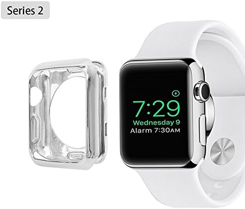 Apple Watch Case iwatch Series 2 Cover Soft TPU Bumper Scratch Resistant Protective Case for Apple watch 2nd Edition-42mm Silver