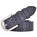 Talleffort Women's Hollow Flower Genuine Cowhide Leather Belts Fashion belts for women jeans 002 Black-L