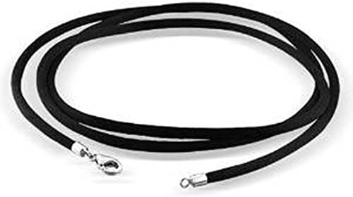 findout2mm Black Silk Cord Chain Necklace For Women With 925 Sterling Silver Lobster Clasp Hyponic Thin Smooth Soft Rope Chain Necklace For men Girl Boy 14-36inch