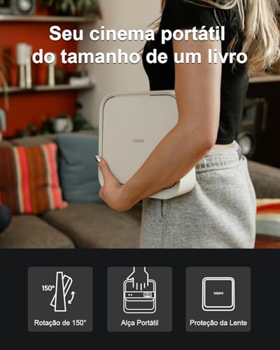 XGIMI Elfin Flip 2024 Projetor Portátil 1080P, Netflix Licenciado, Suporte Ajustável, Compacto, 400 Lúmens ISO, Adaptação de Tela