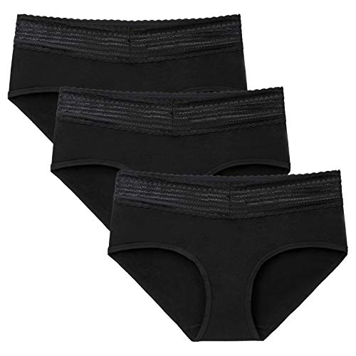 Annenmy Cotton Hipster Panties for Women with Lace Waistband, Mid Rise