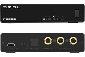 AOSHIDA SMSL PS200PRO ES9039Q2M HiFi DAC, DSD512 PCM 32Bit/768kHz Digital to Analog Audio Converter, USB/Optical/Coaxial to Stereo RCA Output, MQA/MQA-CD Audio DAC for PC/PS5/Switch/Amp