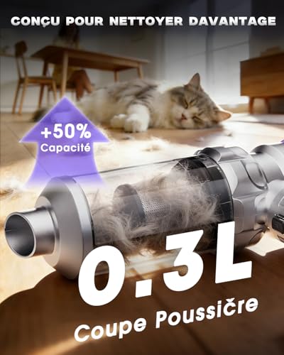 Ortiny Wireless Car Vacuum Cleaner, 28000 Pa Handheld Vacuum Cleaner, 4-in-1 Powerful Wireless Car Vacuum Cleaner with Brushless Motor, 3 Suction Levels for Car Kitchen Home Pet Hair