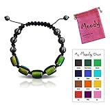 Moody Mood Bracelet Changes Colors with Your Mood Adjustable Beaded Fashion Jewelry (Black) in Drawstring Bag