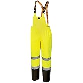 Pioneer Hi Vis Ripstop Waterproof Bib Pants/Overalls for Men - Reflective Safety Work Rain Pants