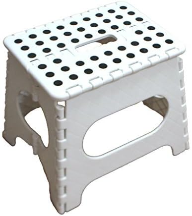Jeronic SS051WR 11" Folding Stool for Adults & Kids, Kitchen Stools, Garden Stool, Holdup to 200 lb., White